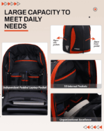Laptop Bag 13 Inch Hard Shell Waterproof Shockproof - Black/Black - Image 