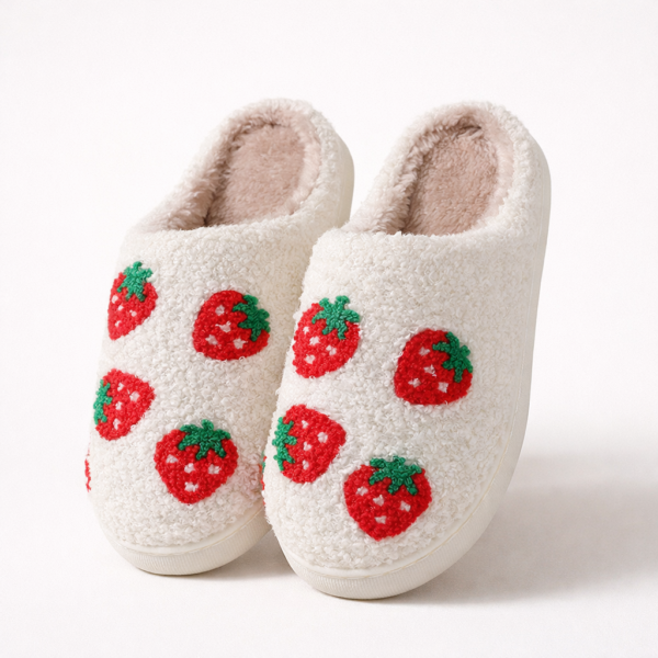 A. Chenille Slippers: Strawberries