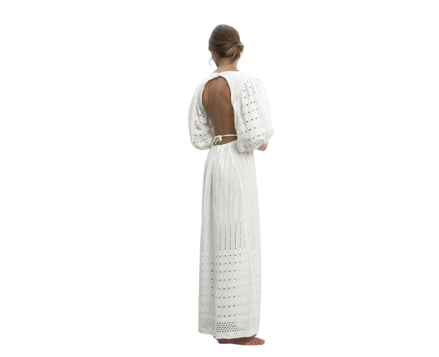 8 Bruna Wide Open Back White Dress - Image 1
