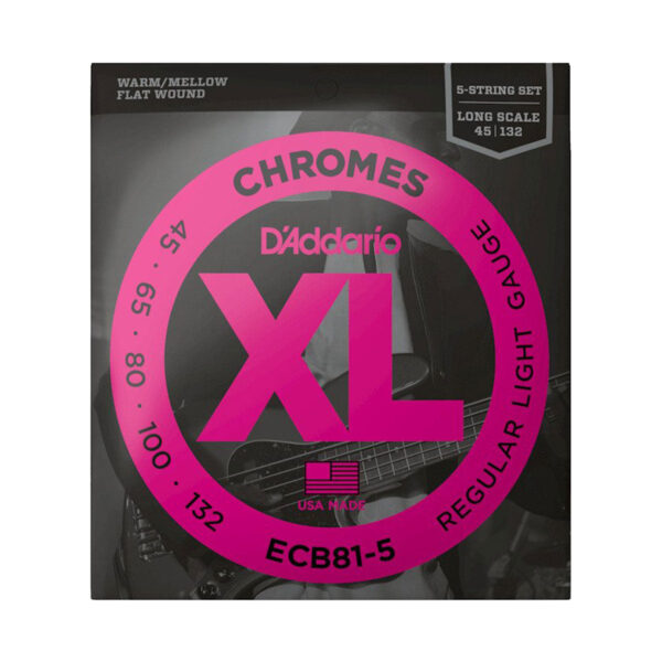 D’Addario ECB81-5 45-132 5-Strings Flat Wound Light Bass Guitar Strings