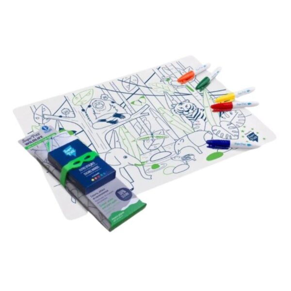 Coloring Mat (5 Erasable Markers - Jungle)