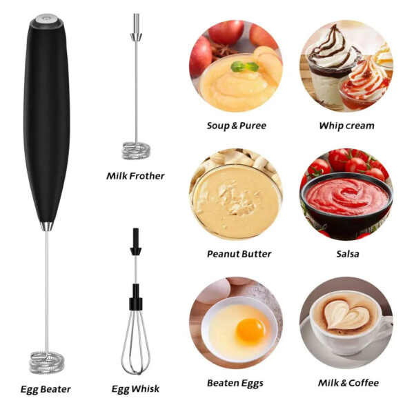 Portable Frother & Whisk with Stand – Battery Powered