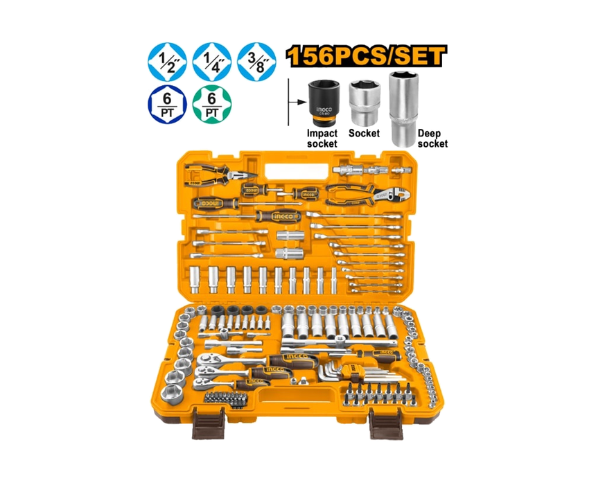 INGCO_156PCS_Tool_Set_860x700_Transparent 156 Piece Combination Tool Set INGCO - Image 1