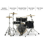 PDP Concept Maple 5-Piece Shell Pack 22", Satin Black, Chrome Hardware - Image 