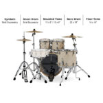 PDP Concept Maple 4-Piece Shell Pack 20", Twisted Ivory, Chrome Hardware - Image 