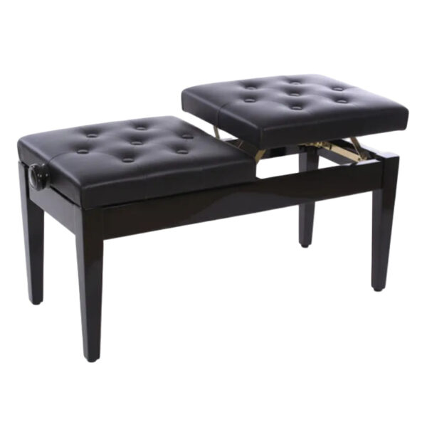 Piano Double Black Tufted Bench