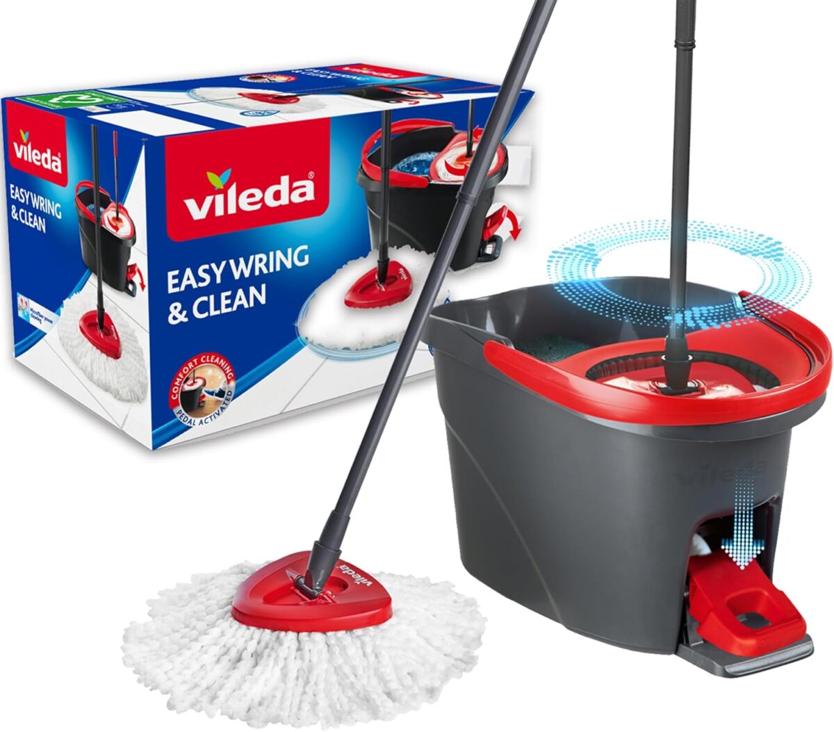 Microfibre Easy Wring & Clean Rotating Broom and Bucket with Pedal