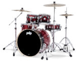 PDP Concept Maple 5-Piece Shell Pack 22", Red-to-Black Fade, Chrome Hardware - Image 
