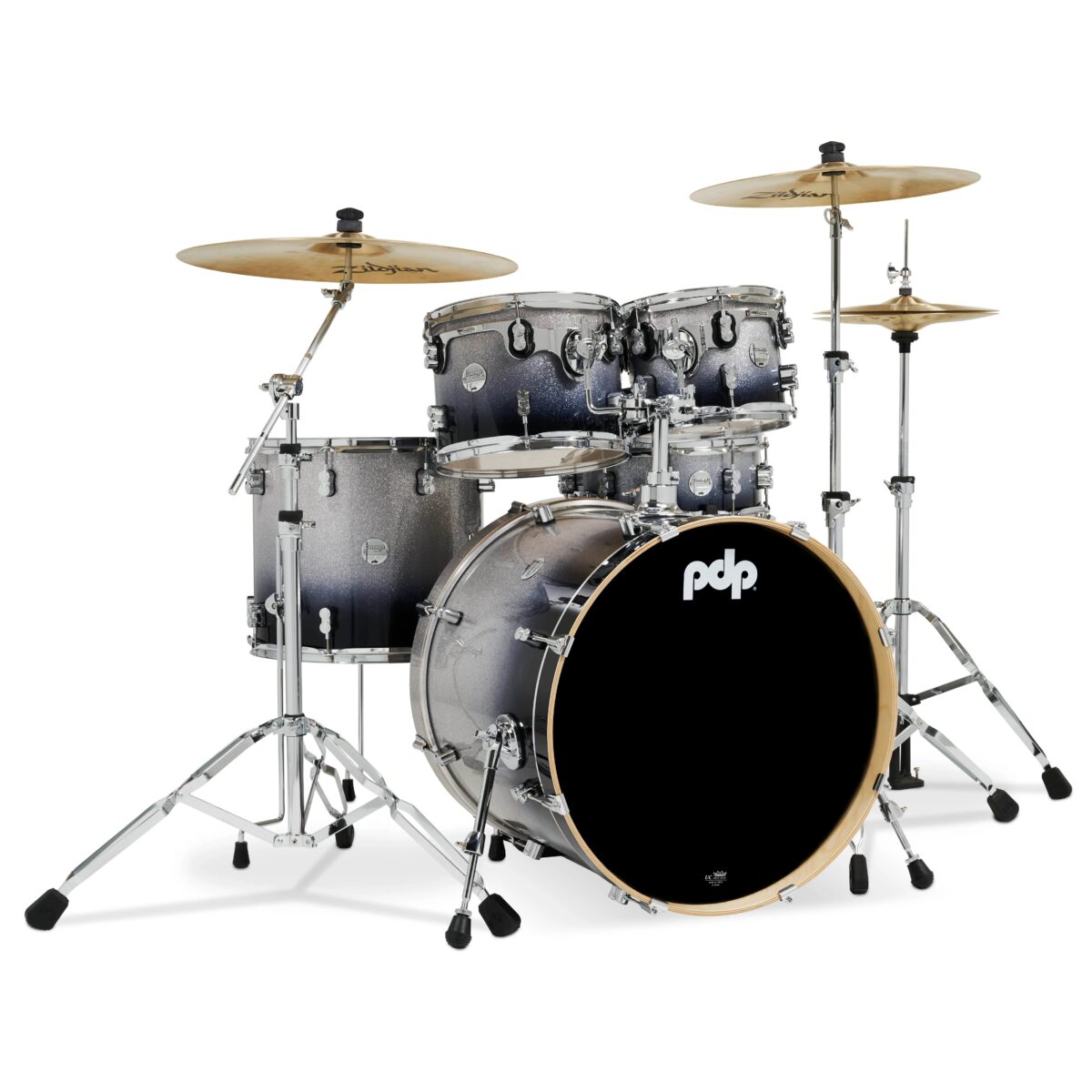PDP Concept Maple 5-Piece Shell Pack 22", Silver-to-Black Fade, Chrome Hardware