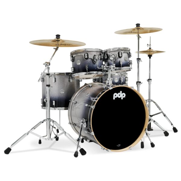 PDP Concept Maple 5-Piece Shell Pack 22", Silver-to-Black Fade, Chrome Hardware