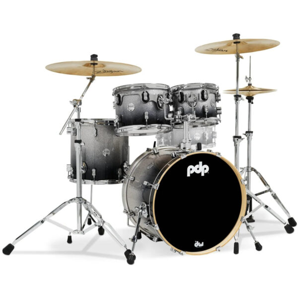 PDP Concept Maple 4-Piece Shell Pack 20", Silver-to-Black Fade, Chrome Hardware