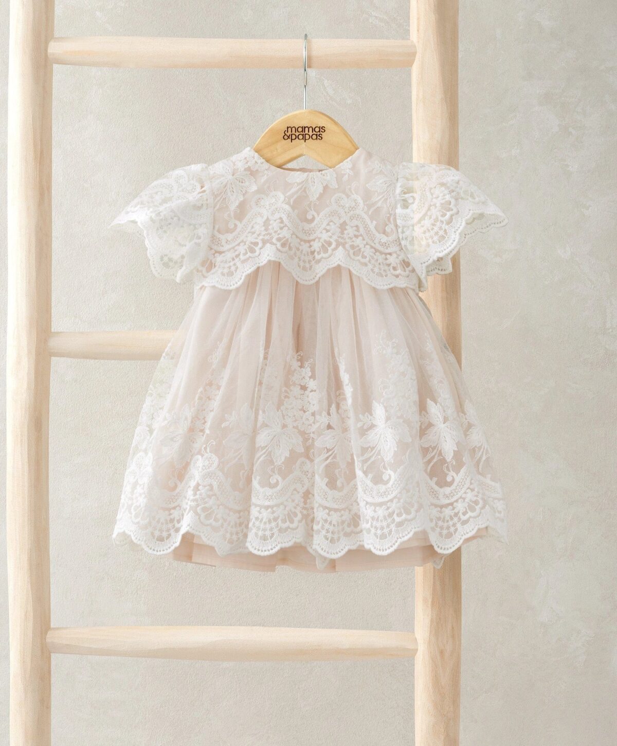 S16NH5PB2 Lace Frill Sleeve Dress
