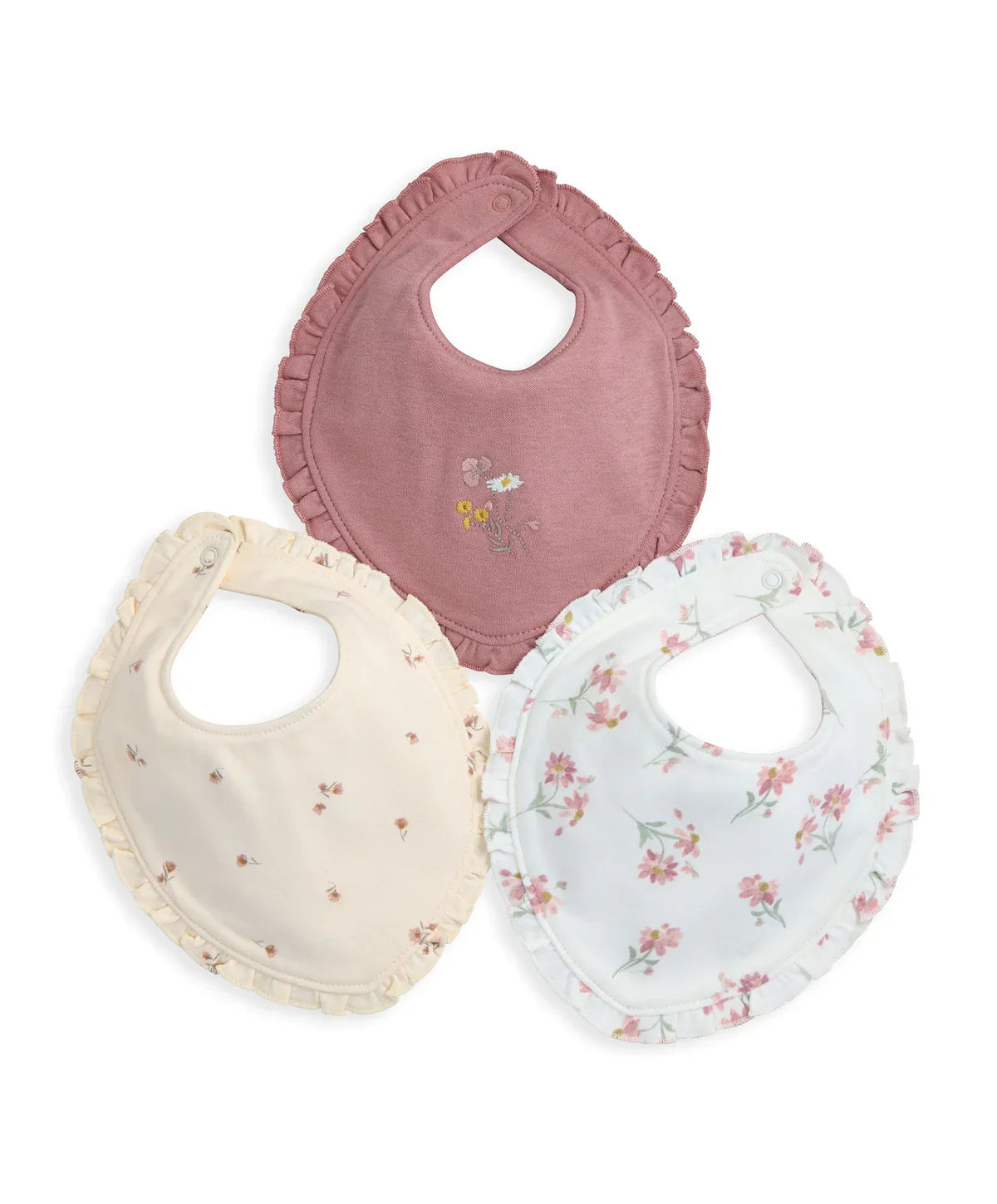 S41GM3KG4_cd3af673-7338-47a0-993e-9bc80637e8d9 Floral Frill Bibs (Pack of 3)