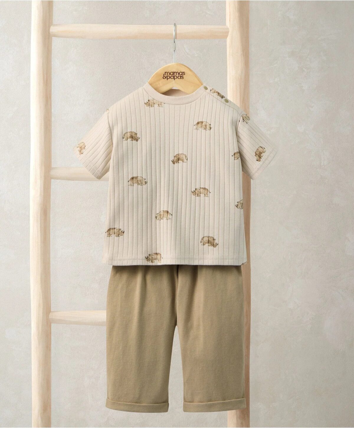 Rhino Ribbed T-Shirt & Trousers Outfit Set