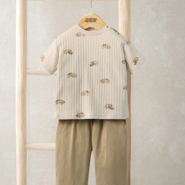 Rhino Ribbed T-Shirt & Trousers Outfit Set