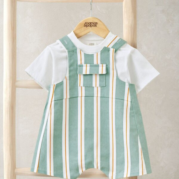 Striped Short Dungarees and T-shirt