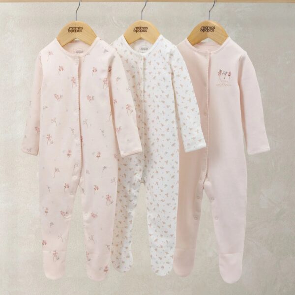 Sleepsuits (Pack of 3) - Wildflower Floral Prints