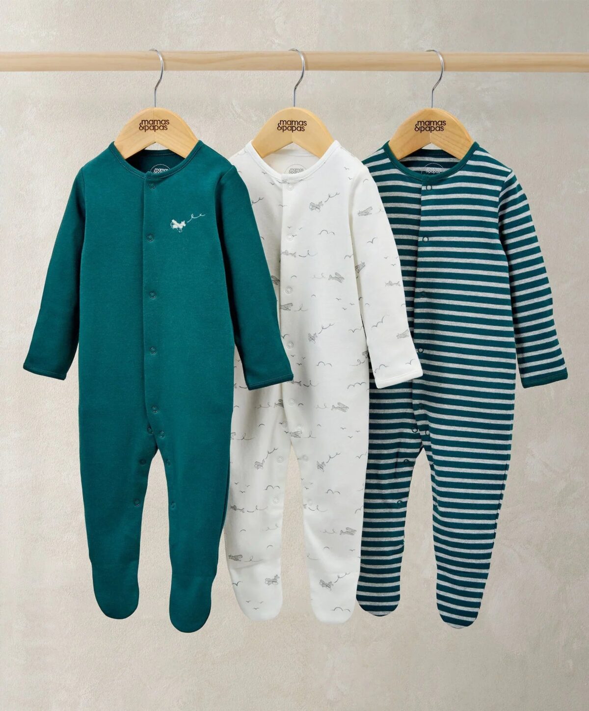 Sleepsuits (Pack of 3) - Planes Stripe