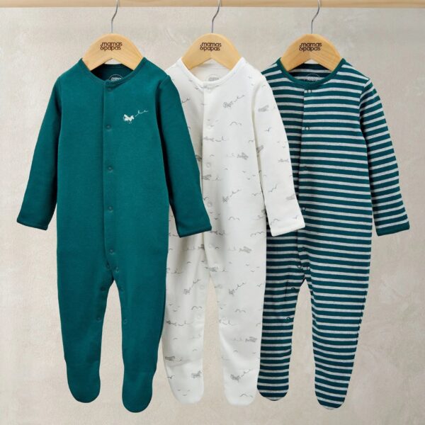 Sleepsuits (Pack of 3) - Planes Stripe