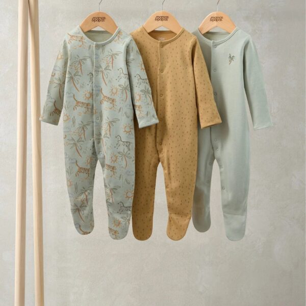 Safari Sleepsuits (Pack of 3)