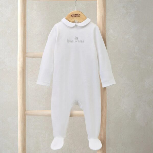 Born in 2026 Embroidered All In One White