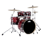 PDP Concept Maple 5-Piece Shell Pack 22", Red-to-Black Fade, Chrome Hardware