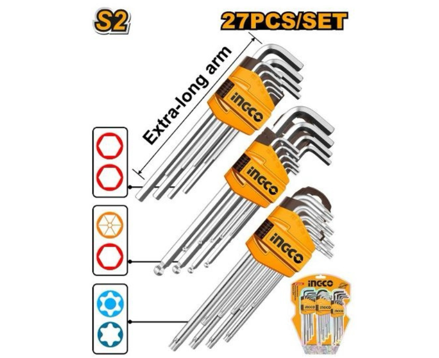 Untitled design (46) Extra Long Hex Key Set INGCO - Image 1
