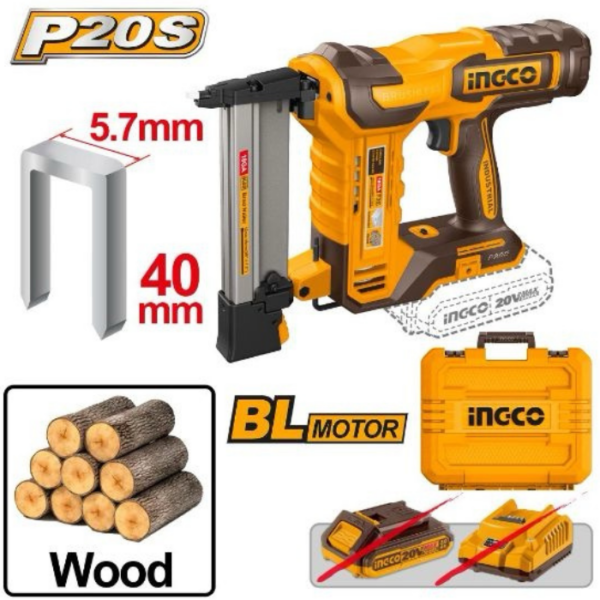 Cordless Crown Stapler Nailer INGCO