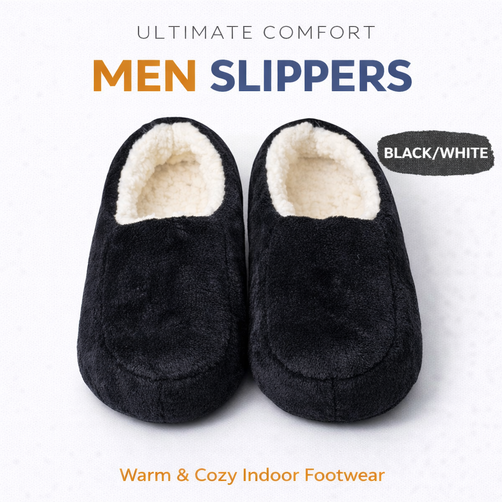 aad07c9e-bca7-4736-8ff2-05e2ac462dc3 Men Slippers: Black/ White