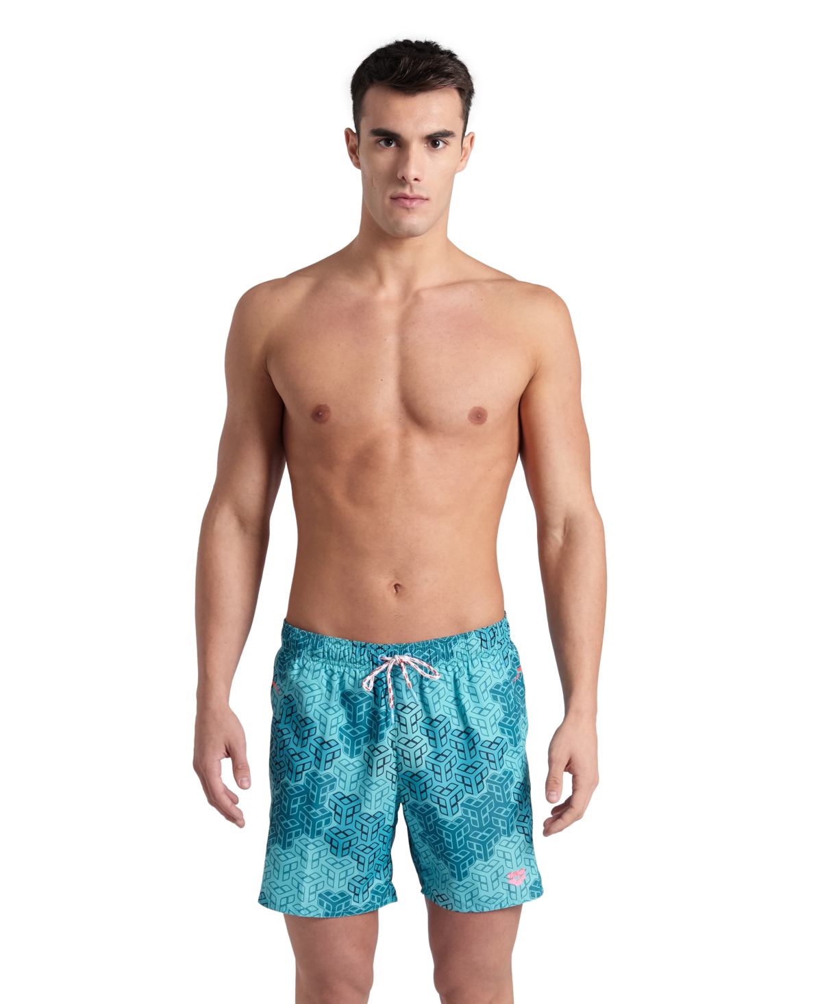 Arena Men Beach Swimwear Prints All Over Boxer Water Multi Fluo Red Length 41.5cm
