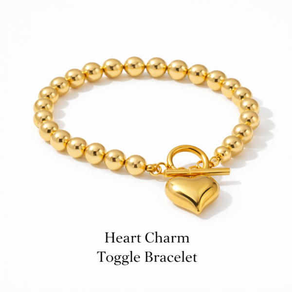 A. Heart Charm Toggle Bracelet