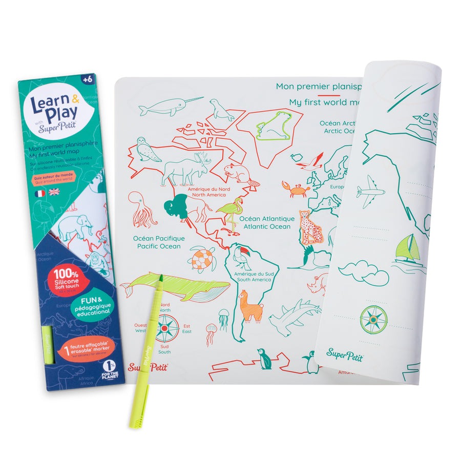 dadaa Coloring Mat (5 Erasable Markers - World Map)