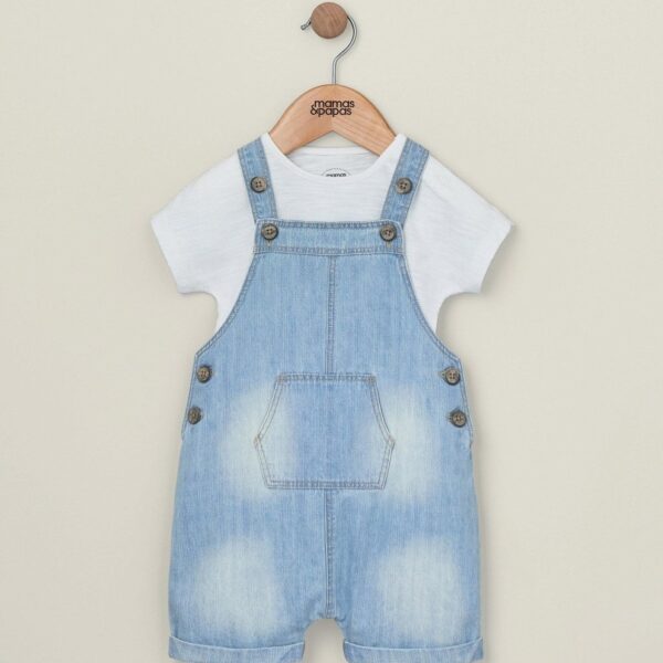 Denim Dungarees & White T Shirt - 2 Piece Set