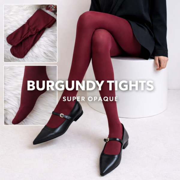 A. Burgundy Tights : Super Opaque