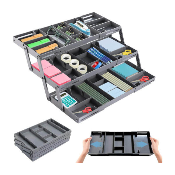 3-Layer Expandable Drawer Organizer – Space-Saving