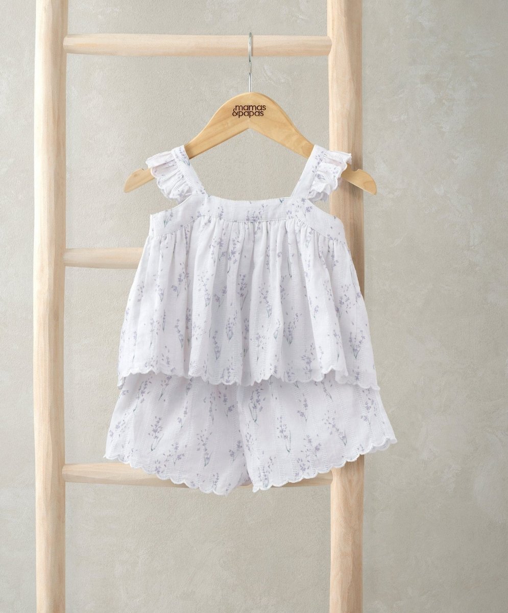 frill-sleeve-top-shorts-set-2-pieces-lavender-print-set-mamas-papas-mamas-papas-lb-1922588 Frill Sleeve Top & Shorts Set (2 Pieces) - Lavender Print