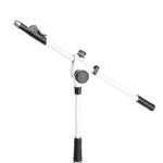 Gravity Microphone Stand with Folding Tripod Base and 2-Point Adjustment Telescoping Boom, White - Image 