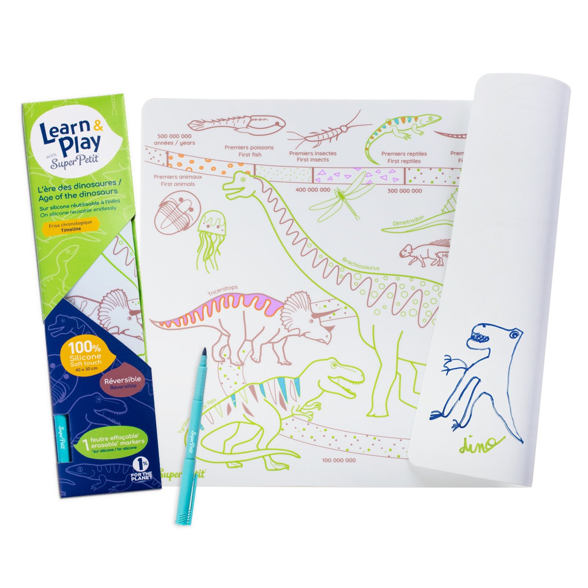 ht Coloring Mat (5 Erasable Markers - Dino)