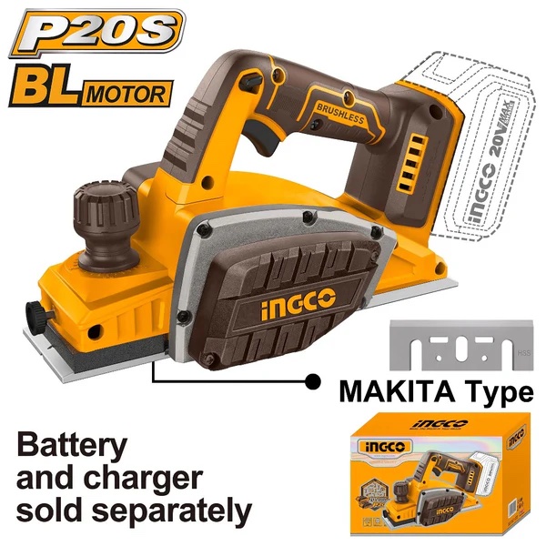 INGCO CRLI20401 20V BL فارة خشب على البطارية Cordless Planer with Brushless Motor