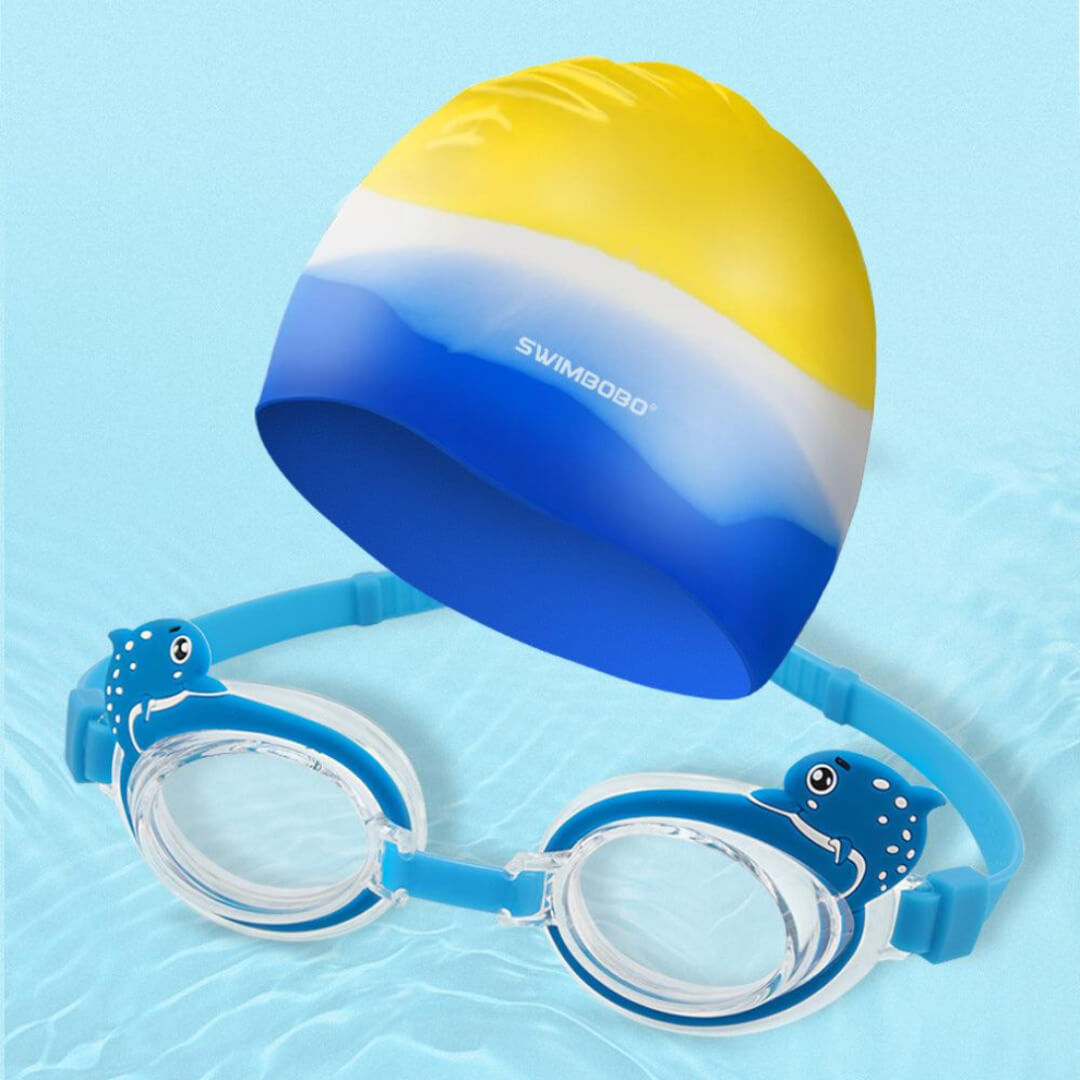 kids-swimbobo-goggle-swim-cap-set-1.jpg Kids SwimBoBo goggle and Cap Set - 3+ Years - Image 1