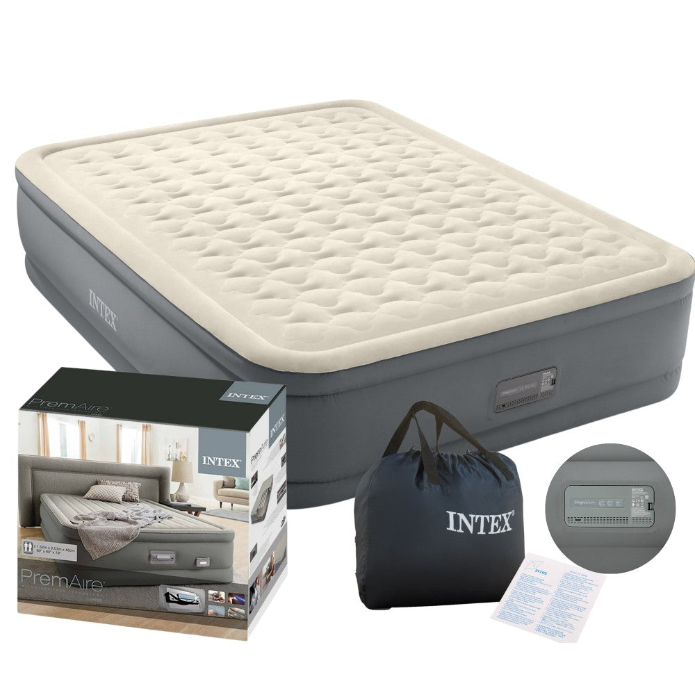 materac-dmuchany-welurowy-lozko-203x152x46-intex-64926-z-pompka Queen Premaire II Elevated Airbed Digital BIP, Polyvinyl Chloride, Grey