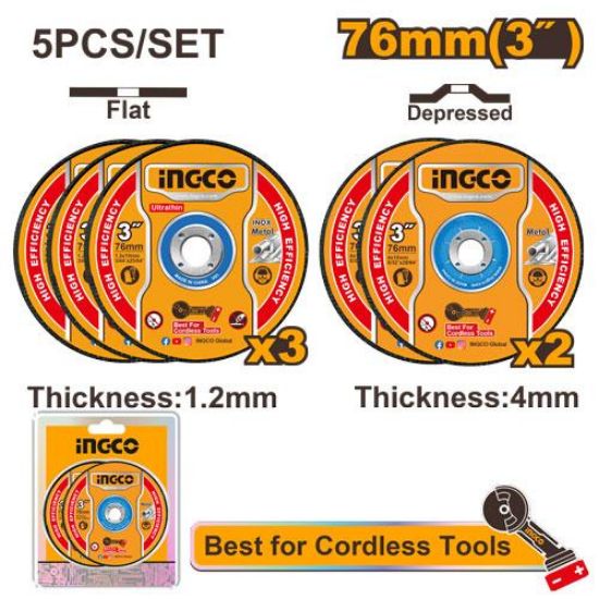INGCO 5pcs metal cutting disc 76mm for small grinder