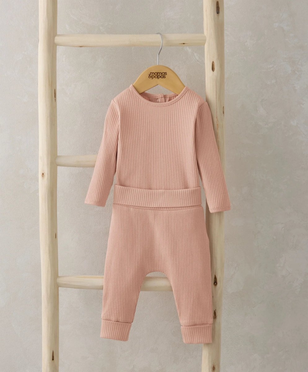 organic-ribbed-bodysuit-bottoms-pink-set-mamas-papas-mamas-papas-lb-4605441 Organic Ribbed Bodysuit & Bottoms - Pink