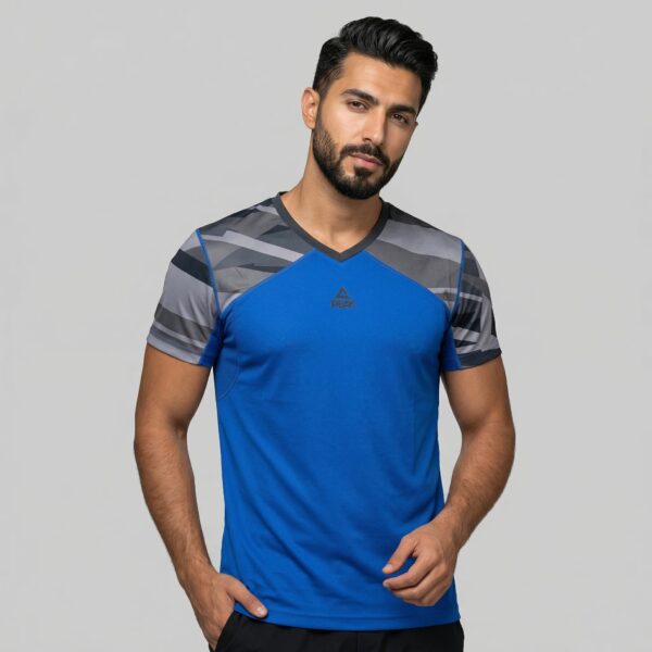 Peak Men V Neck Breathable Quick Dry TRSS Running T-shirt With Reflective Back Logo