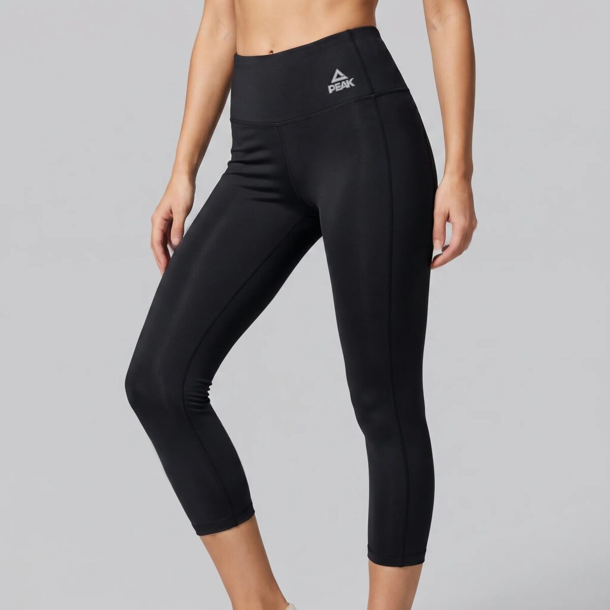 Peak Women Leggings High Waist Quick Dry Breathable Comfortable 3/4 Tights Black - Image 1