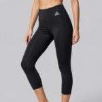 Peak Women Leggings High Waist Quick Dry Breathable Comfortable 3/4 Tights Black - Image 