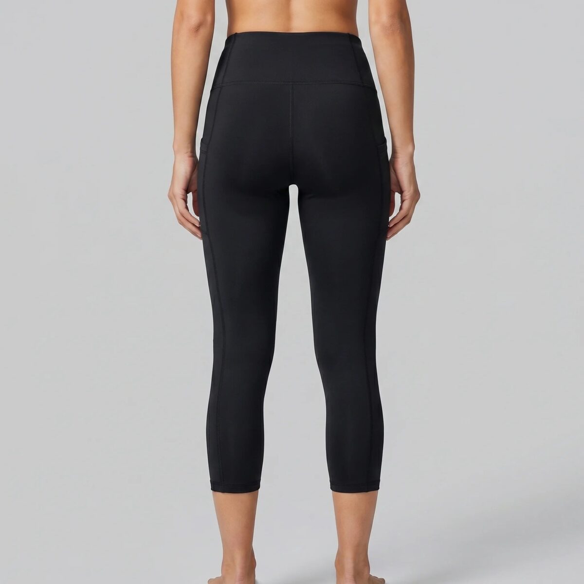 Peak Women Leggings High Waist Quick Dry Breathable Comfortable 3/4 Tights Black - Image 