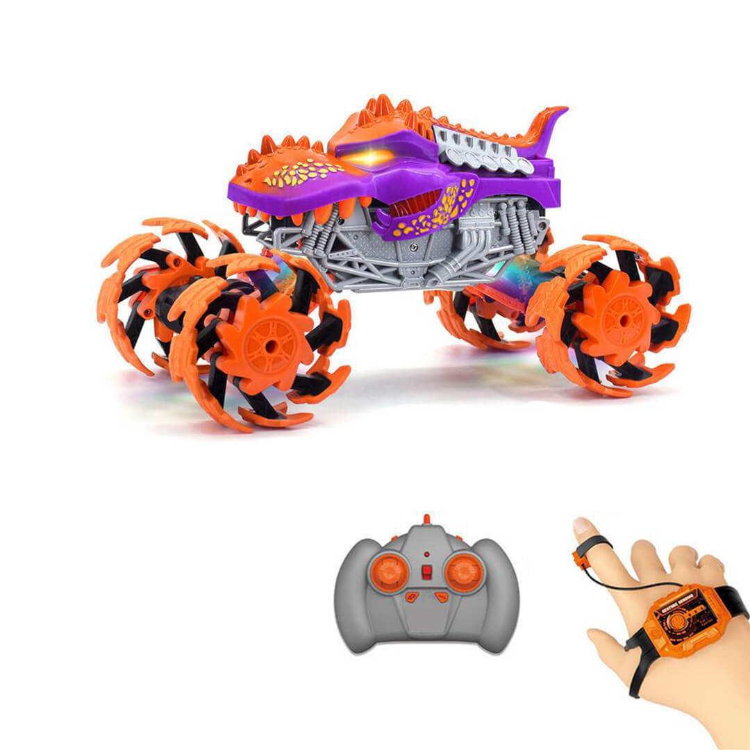 remote-control-monster-spinning-truck-1.jpg Remote Control Dinosaur Truck – 360 Spin & Lights - Image 1