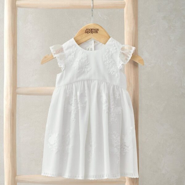 Short Sleeve Embroidered Lace Dress - Floral Print