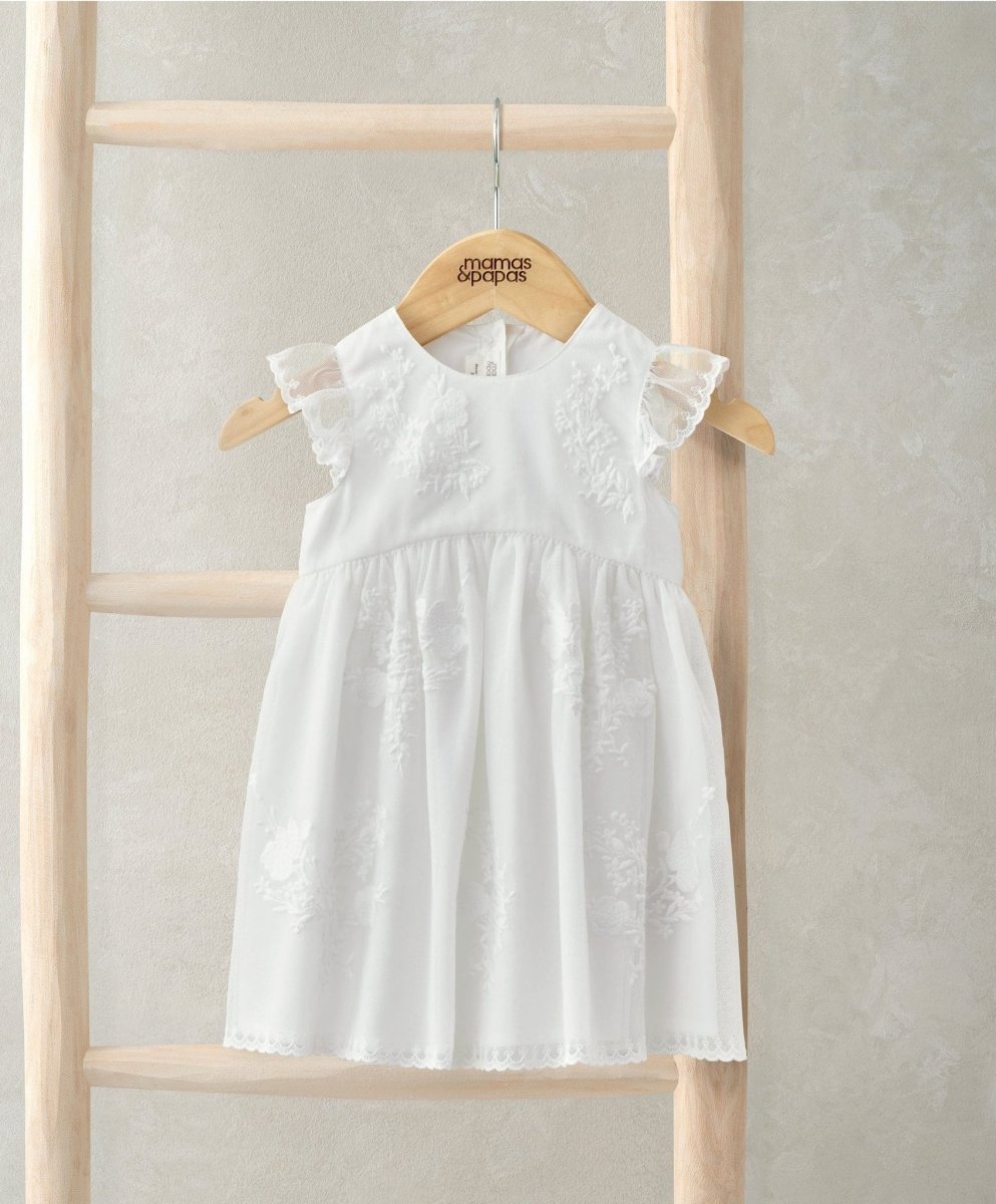 short-sleeve-embroidered-lace-dress-floral-print-dress-mamas-papas-mamas-papas-lb-1742179 Short Sleeve Embroidered Lace Dress - Floral Print